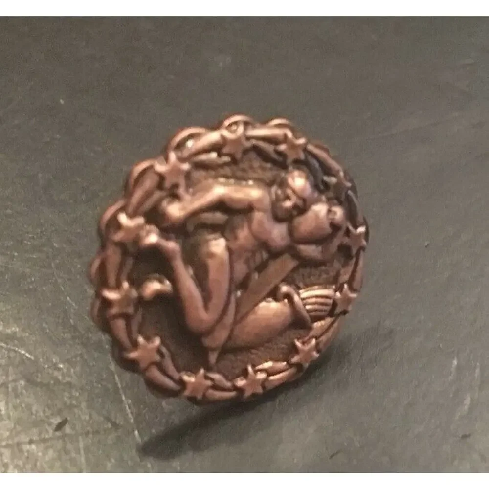 VTG Copper Aquarius Zodiac Tie or Lapel Pin, Incredible Detail